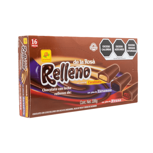 Chocolate con Relleno Fresa, Mazapán y Zarzamora 16 piezas 21 grs