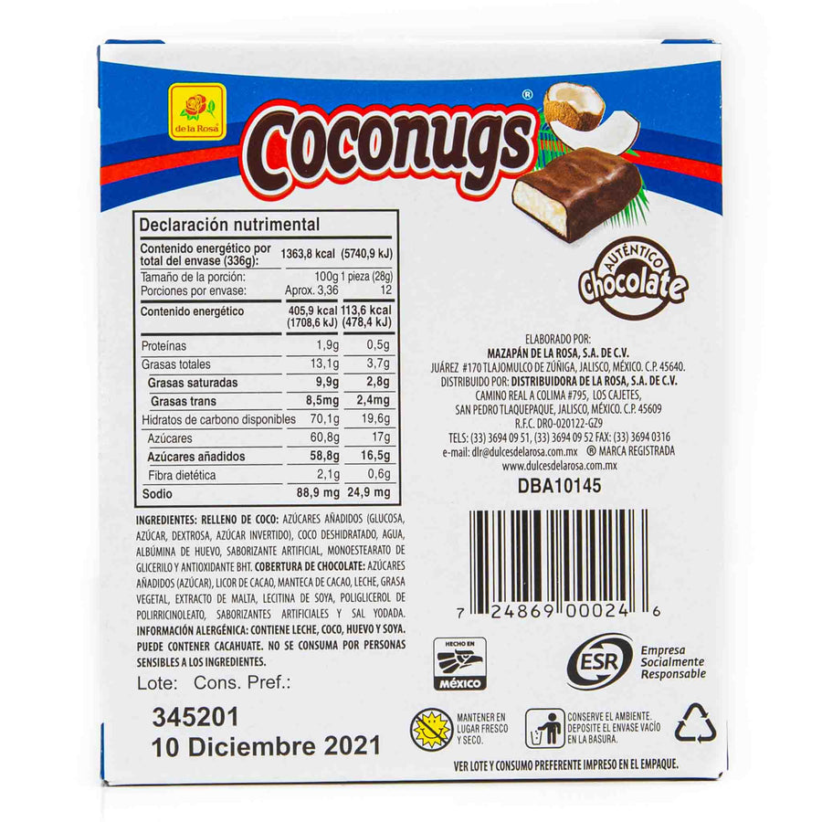 Chocolate CocoNugs con Coco rallado 12 piezas 28 grs