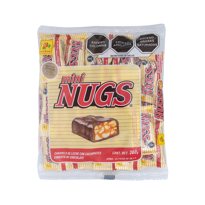 Mini Chocolate Nugs Con Cacahuate 24 Piezas 15g c/u