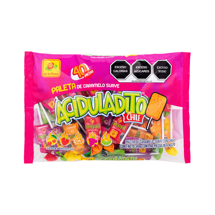 Paleta de Caramelo Suave Aciduladita 40 piezas 8.5 grs