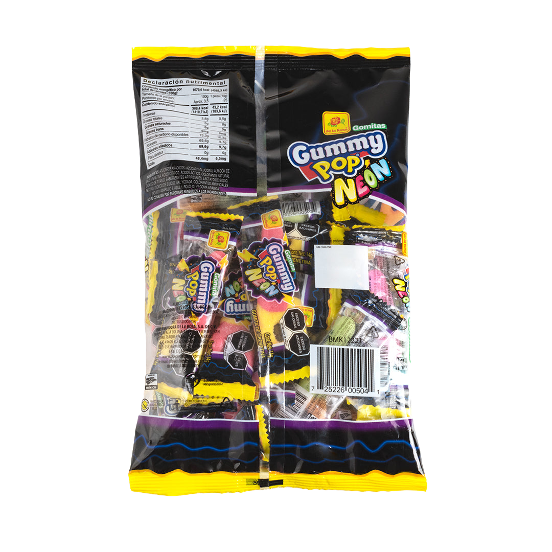Gomitas Gummy Pop NEON 25 piezas 14 grs