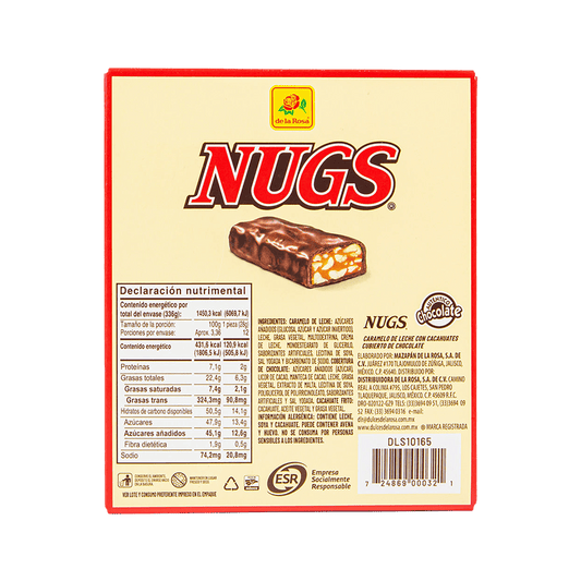 Chocolate Nugs con Cacahuate 12 piezas 28 grs