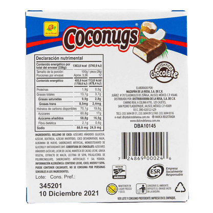 Chocolate CocoNugs con Coco rallado 12 piezas 28 grs