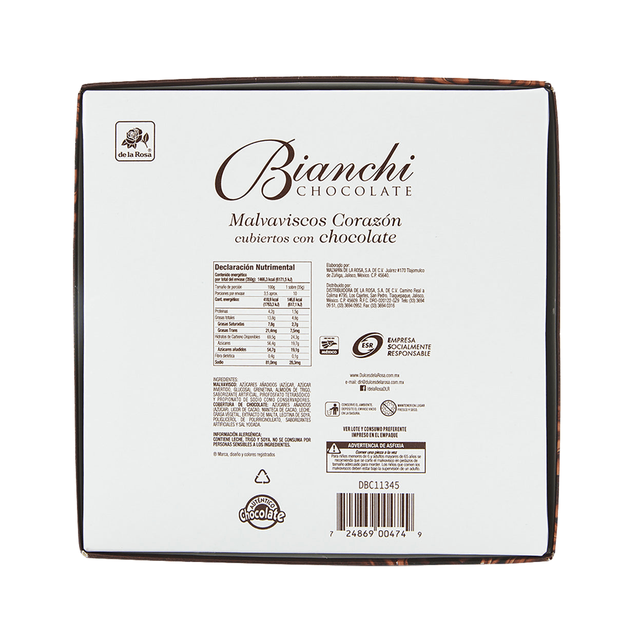 Bombón Bianchi Corazón cubierto con chocolate 50 piezas 7 grs