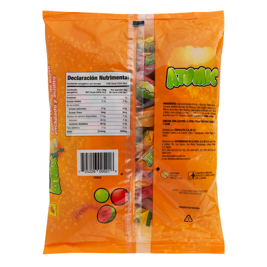 Chicle Atomic Relleno Picosito 50 piezas 9 grs