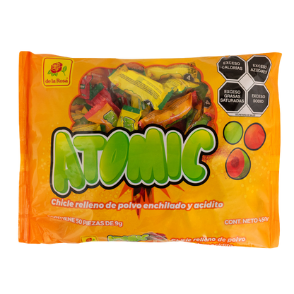Chicle Atomic Relleno Picosito 50 piezas 9 grs