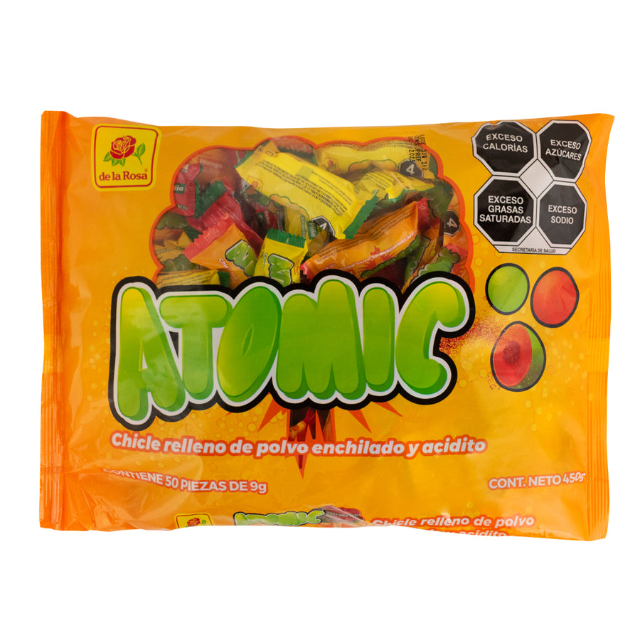 Chicle Atomic Relleno Picosito 50 piezas 9 grs