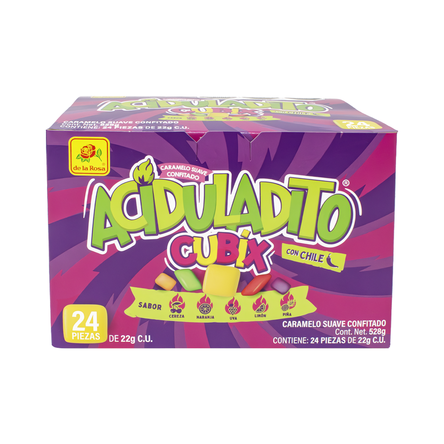 Caramelo Suave Confitado Aciduladito Cubix Con Chile