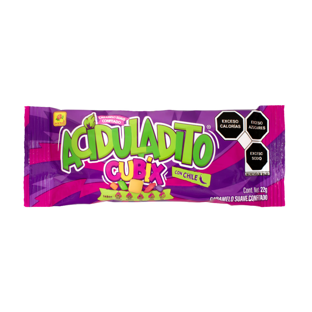 Caramelo Suave Confitado Aciduladito Cubix Con Chile