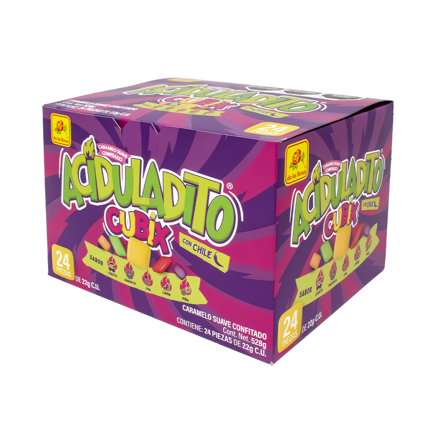 Caramelo Suave Confitado Aciduladito Cubix Con Chile