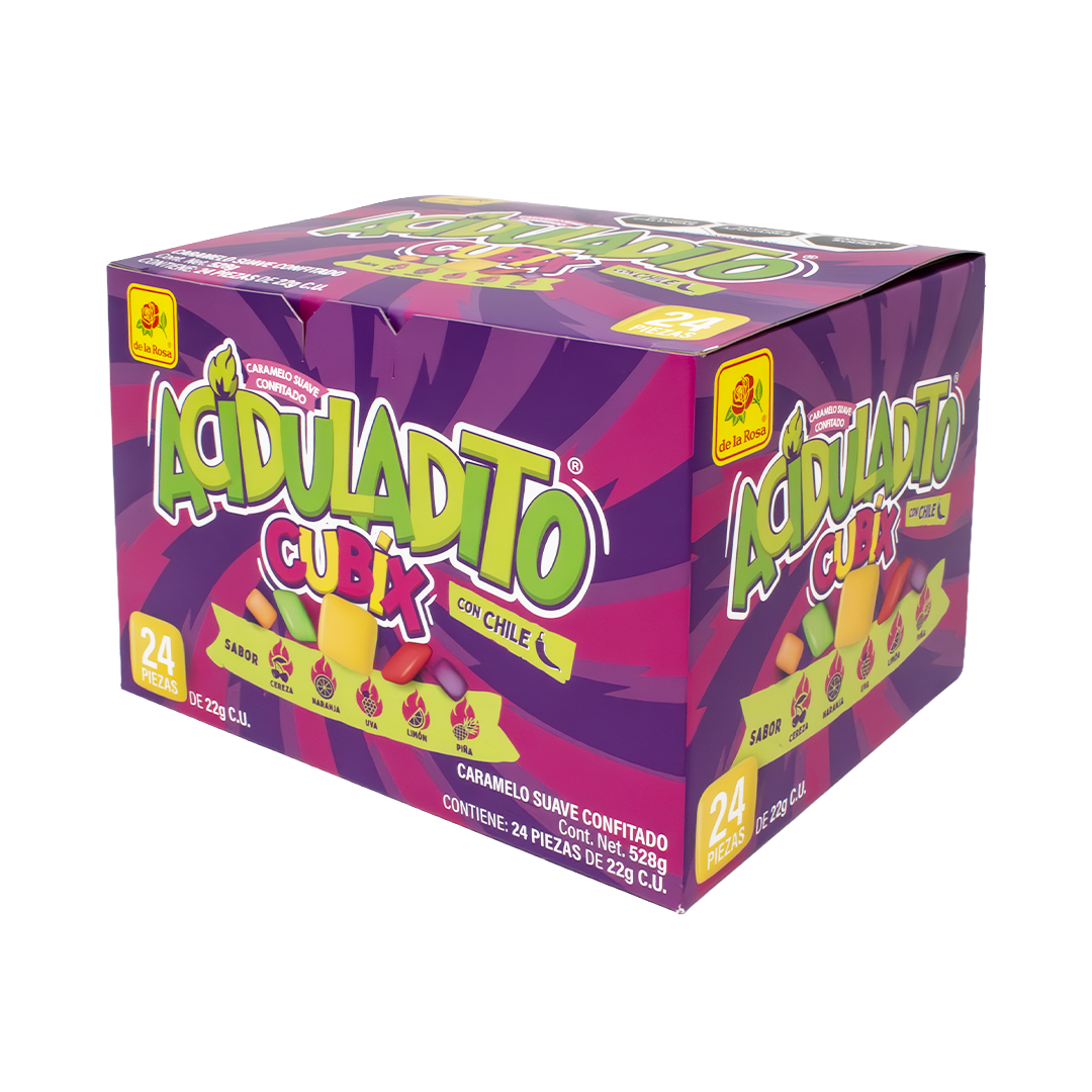 Caramelo Suave Confitado Aciduladito Cubix Con Chile