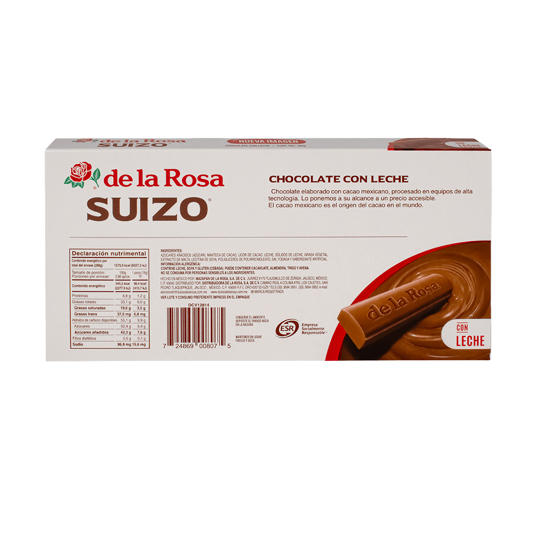 Chocolate con leche estilo Suizo 16 piezas 18 grs