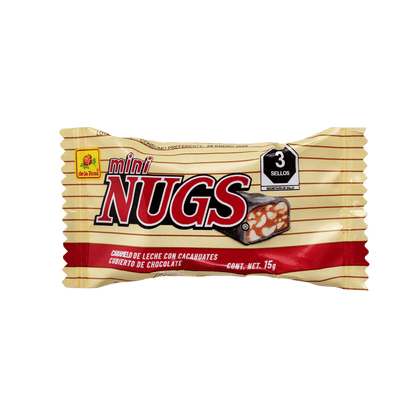 Mini Chocolate Nugs Con Cacahuate 24 Piezas 15g c/u