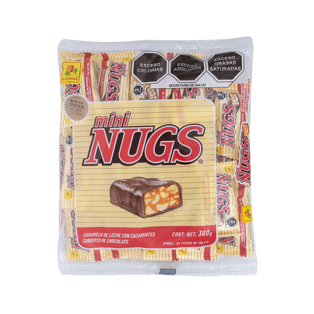 Mini Chocolate Nugs Con Cacahuate 24 Piezas 15g c/u