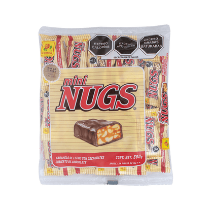 Mini Chocolate Nugs Con Cacahuate 24 Piezas 15g c/u