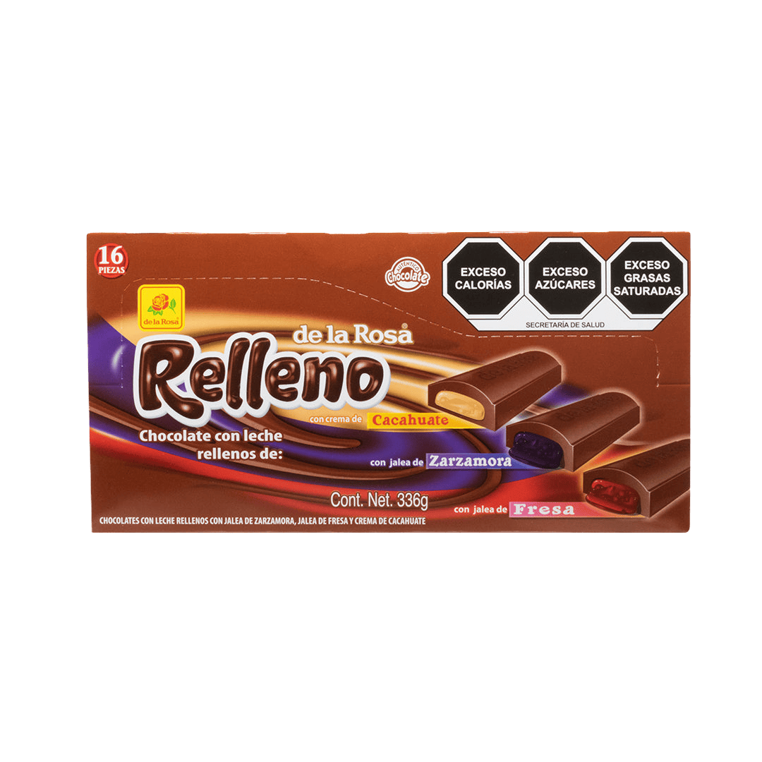Chocolate con Relleno Fresa, Mazapán y Zarzamora 16 piezas 21 grs