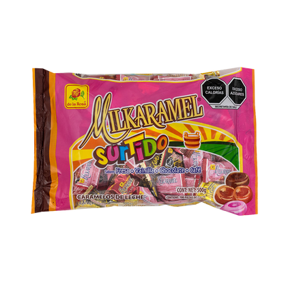 Caramelo Milkaramel surtido: fresa, vainilla, chocolate y café 100 piezas 500 grs