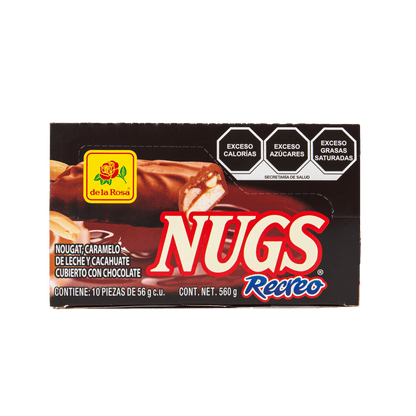 Chocolate Nugs Recreo Cajeta con Cacahuate 10 piezas 56 grs