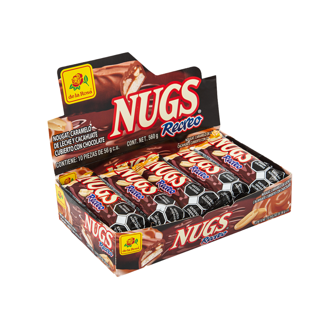Chocolate Nugs Recreo Cajeta con Cacahuate 10 piezas 56 grs