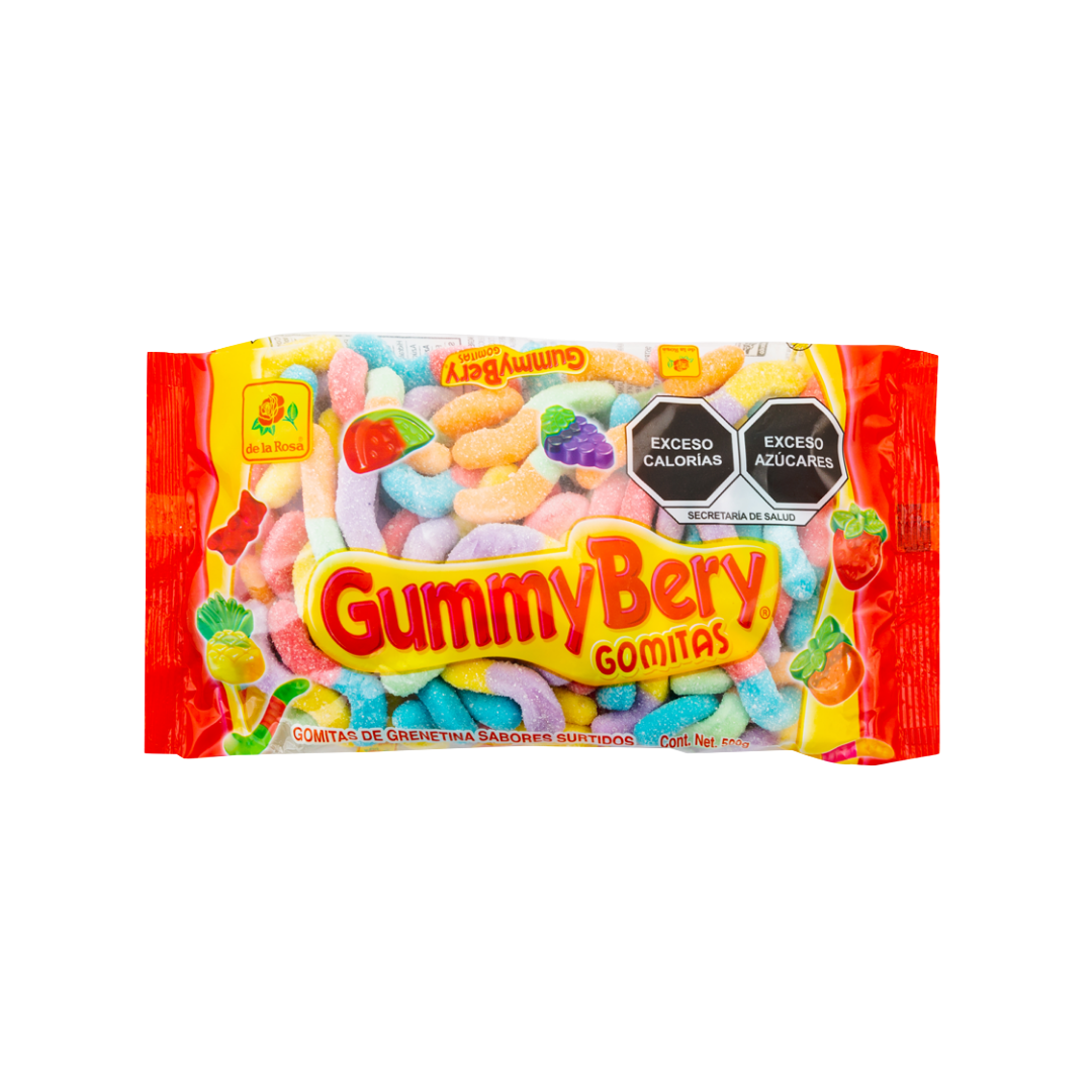 Gomitas GummyBery Lombrices Neón 500 grs