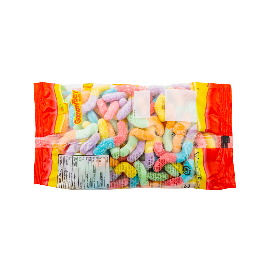 Gomitas GummyBery Lombrices Neón 500 grs