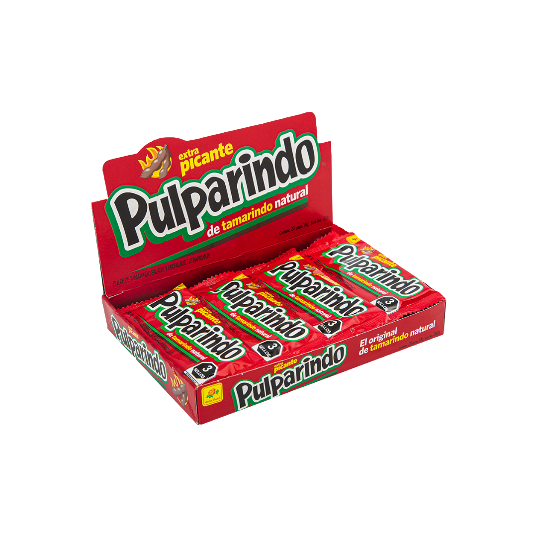 Pulparindo Extra Picante 20 piezas 14 grs