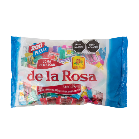 Chicle Dos Pastillas variedad de Colores 200 piezas 4.5 grs c/u.