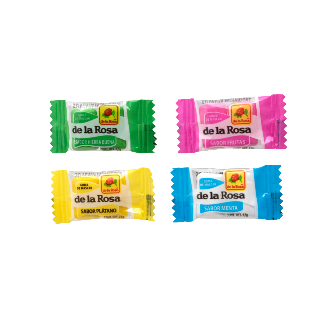 Chicle Dos Pastillas variedad de Colores 200 piezas 4.5 grs c/u.
