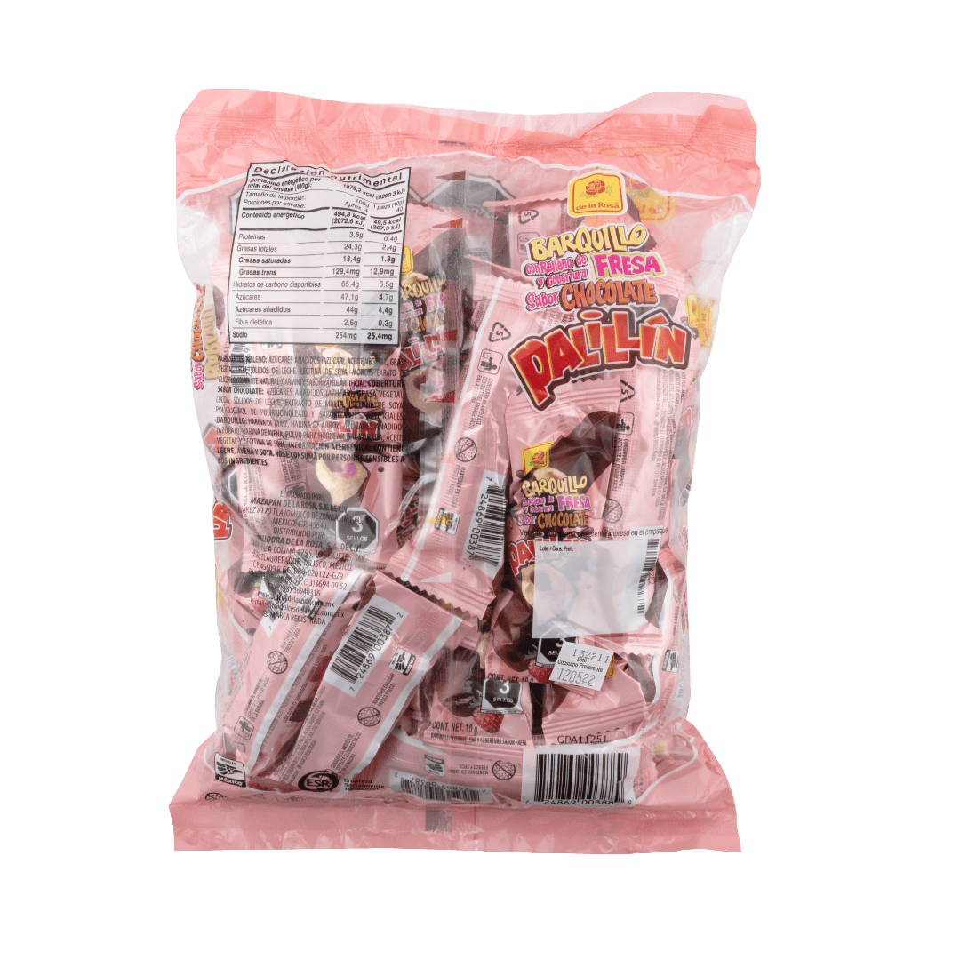 Barquillo Palillín Chocolate con Relleno de Fresa 40 piezas 10g c/u