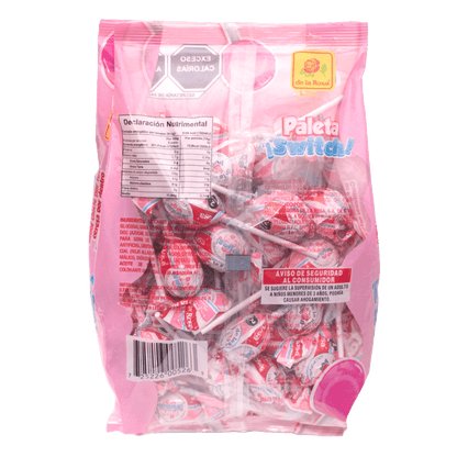 Paleta ¡Switch! Sabor Chicle por fuera, Cereza por dentro 50 piezas