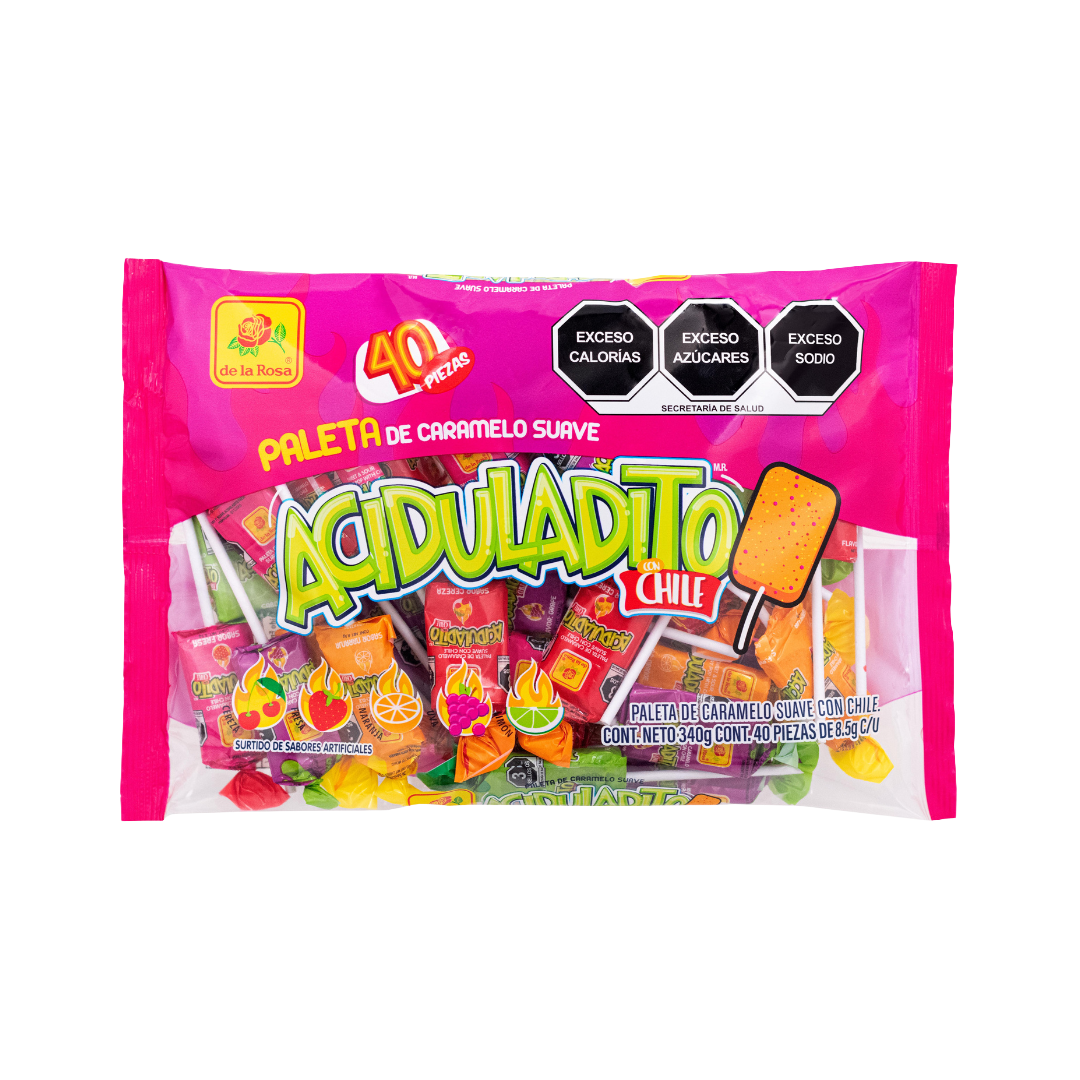 Paleta de Caramelo Suave Aciduladita 40 piezas 8.5 grs