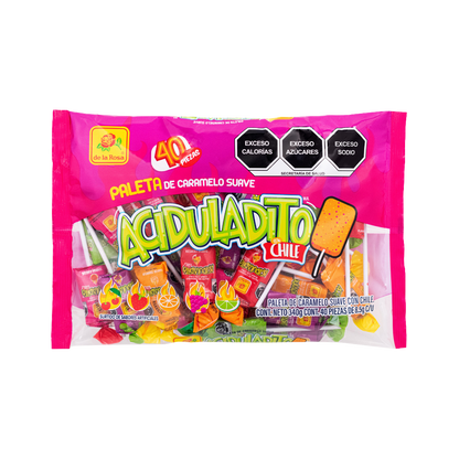 Paleta de Caramelo Suave Aciduladita 40 piezas 8.5 grs