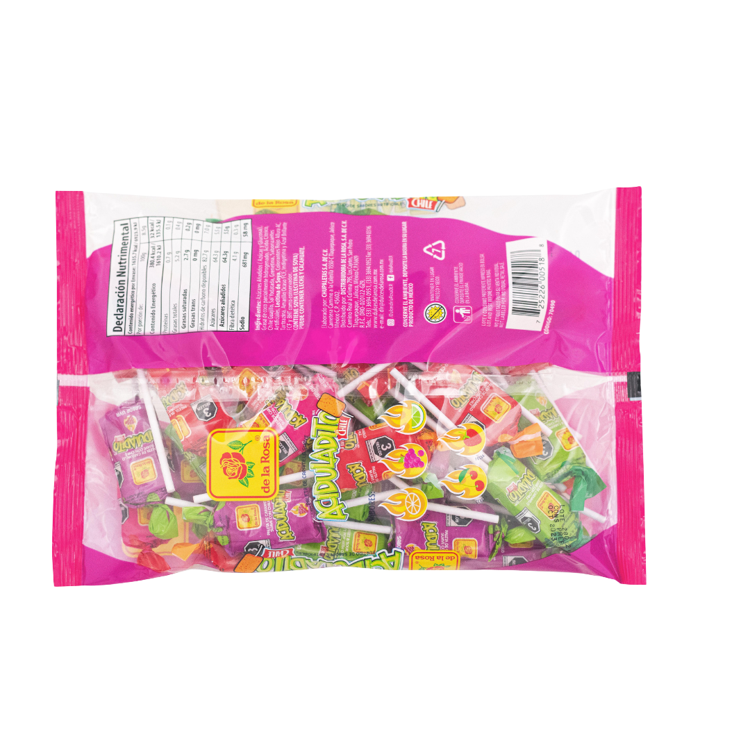Paleta de Caramelo Suave Aciduladita 40 piezas 8.5 grs