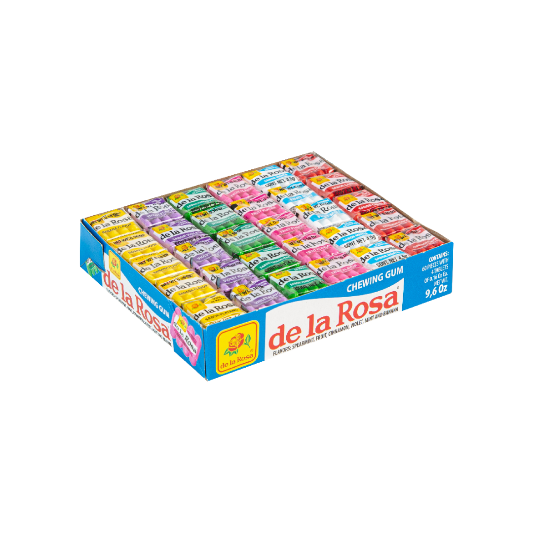Chicle Cuatro Pastillas variedad de Colores 60 piezas 270 grs