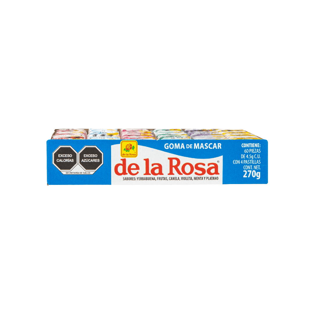 Chicle Cuatro Pastillas variedad de Colores 60 piezas 270 grs