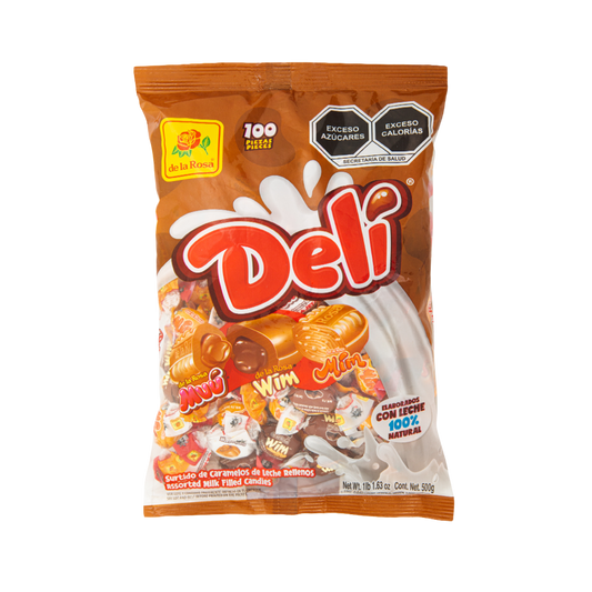 Caramelo Deli sabor Cacahuate, Avellana y Cajeta 100 piezas 500 grs