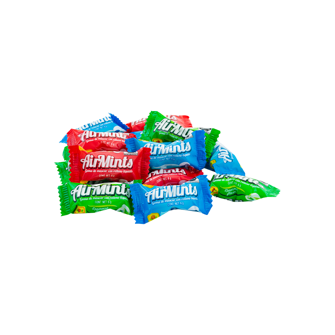 Chicle Airmints Surtido sabor Menta, Hierbabuena y Canela 70 piezas 420 grs