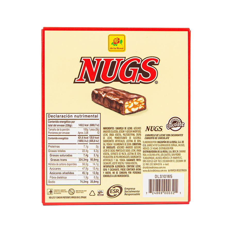 Chocolate Nugs Cajeta con Cacahuate 12 piezas 28 grs