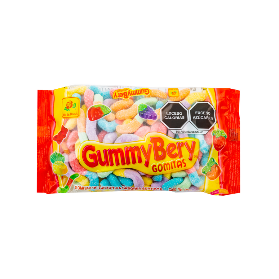 Gomitas GummyBery Lombrices Neón 500 grs